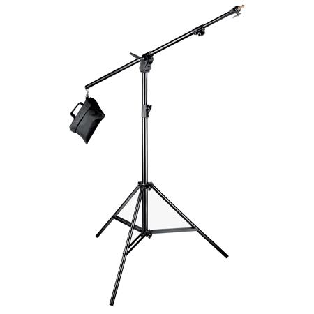 Manfrotto Boom Stand 420 (Black Anodized), 3-Section Stand Convertible to Double Extension Boom and Stand, with Sand Bag (#3397B)