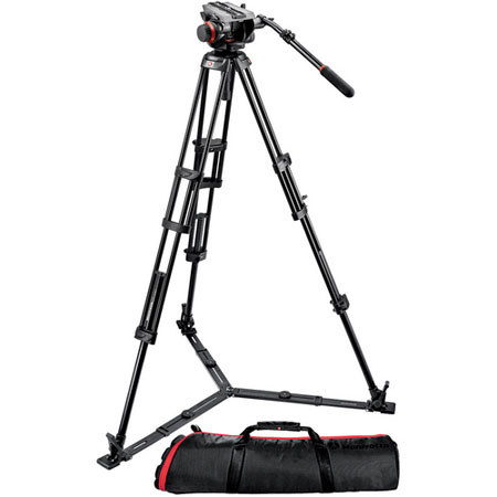 Manfrotto 504HD 3-section Aluminum 546GB Tripod Legs & Video Head - Black