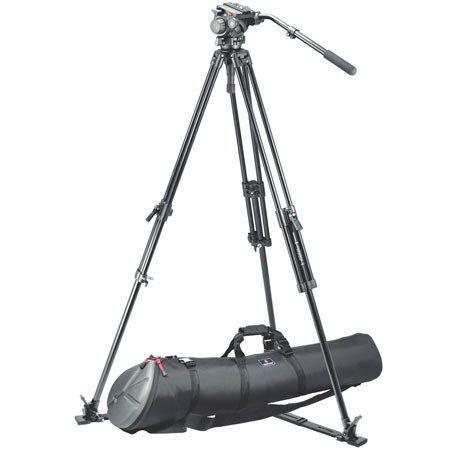 Manfrotto Tripod Kit, with the 3182 Black Pro Video Tripod, 519 Pro Video Head, Padded Bag & Ground Level Spreader