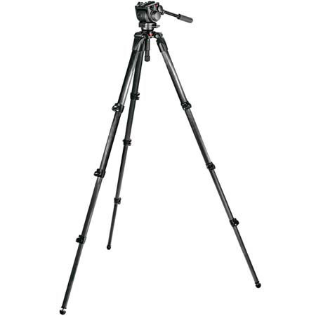 Manfrotto Video Kit with 519 Pro Video Head, 536 Carbon Fiber Video Tripod and MBAG100P Tripod Bag, Maximum Height 86", Supports 22 lbs