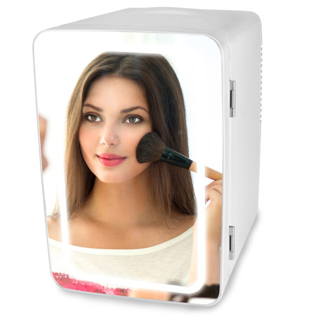 Berlin Gear 5 Liter Personal Chiller/Warmer LED Lighted Mirror Mini Fridge,White