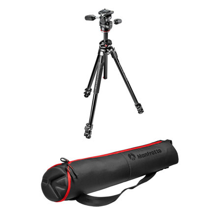 Manfrotto 290 Dual 3-Section Al Tripod w/804 3-Way Head, w/MB MBAG75N Tripod Bag