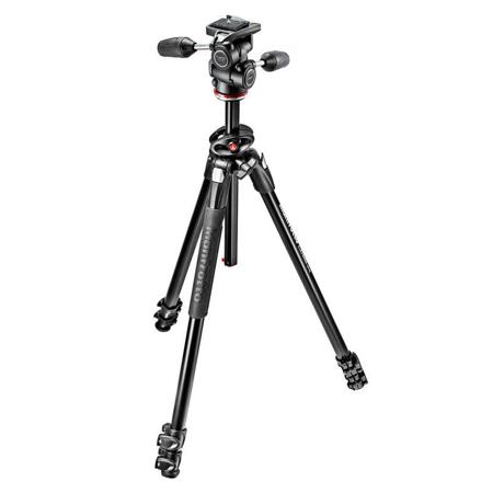 Manfrotto MK290DUA3-3WUS 290 Dual Aluminum Tripod Kit with 804 3-Way Pan and Tilt Head