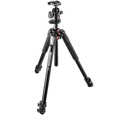 Manfrotto MK055XPRO3-BH 3-section Aluminum Tripod with QR BallHead - Black