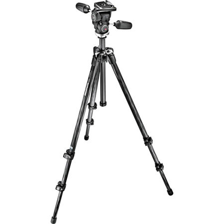 Manfrotto 294 Carbon Fiber Tripod Carbon Fiber Tripod with 3-Way Pan Head-Black