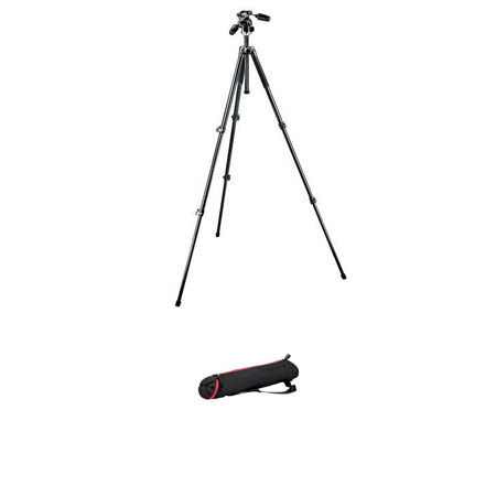 Manfrotto 294 Aluminum Tripod with 3 Way Photo/Video Head & Tapered Tripod Bag