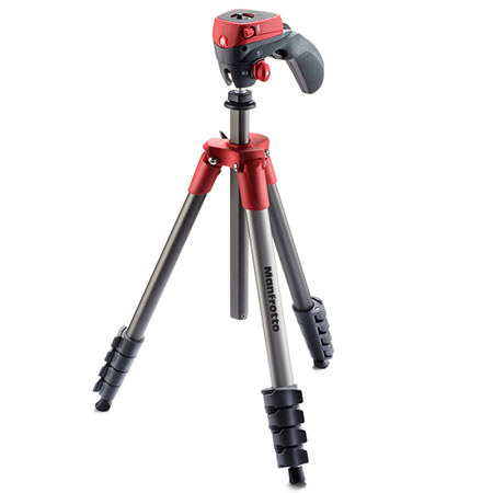 Manfrotto Compact Action Aluminum Tripod, Red
