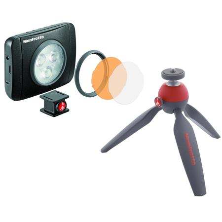 Manfrotto Lumie Play LED Light W PIXI Art Mini Table Top Tripod LE Red MLUMIEPL BK AA