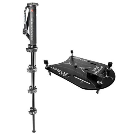 Manfrotto XPRO Land Aluminum Monopod, 5 Sections, W/Platypod Plate Mini Tripod