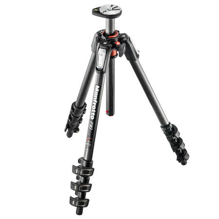 Manfrotto 190 4-Section Carbon Fiber Tripod with Horizontal Column, Black
