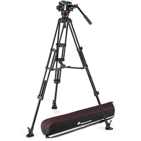 Manfrotto 504X Fluid Video Head with AL Twin Leg Tripod & Mid-Level Spreader