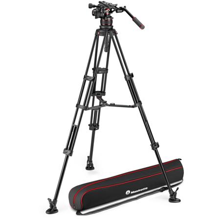 Manfrotto 3-Section Al Twin Leg Tripod w/Nitrotech 612 Head & Mid-Level Spreader