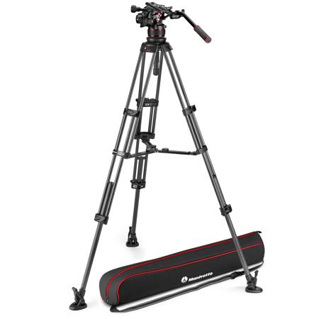 Manfrotto 3-Section CF Twin Leg Tripod w/Nitrotech 612 Head, Mid-Level Spreader