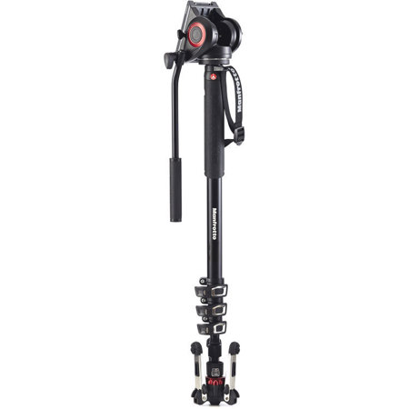 Manfrotto XPRO Aluminum Monopod with MVH500AH Fluid Video Head, 4 Section, 31" Minimum Height, 80" Maximum Height