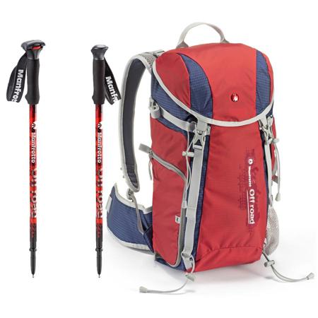 Manfrotto OFFROAD Red Sticks W/Manfrotto Off Road Hiking Backpack 20L Red