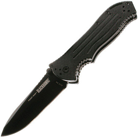 Blackhawk Point Man Folding Plain Edge Knife with 3.4" Spear Point Blade, Black