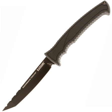 Blackhawk Razorback-Trocar Fixed Medical Knife, Plain Edge, Black