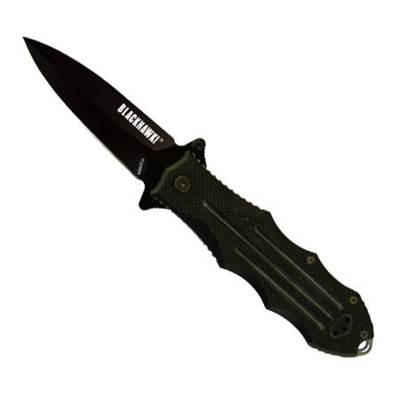 Blackhawk SFK Manual Folding Knife with 3.94" Dagger Point Blade, Black.