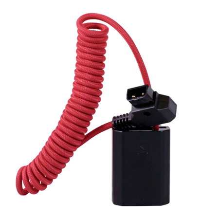 Blackhawk Cables D-Tap to NP-FZ100 Coiled Dummy Battery Cable for a7S III, Red