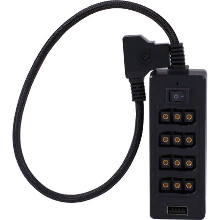 Blackhawk Cables D-Tap to 4-Port D-TAP Hub with Power Switch, Black