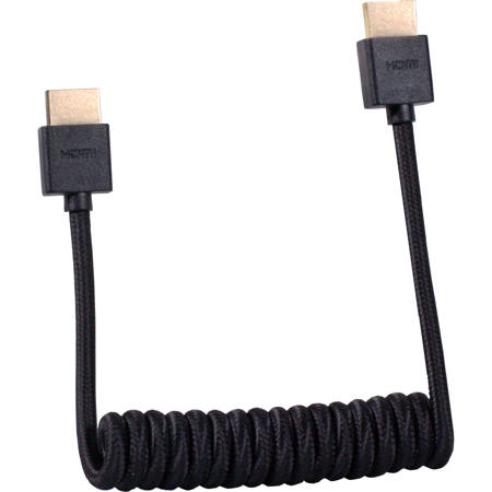 Blackhawk Cables 12-24" Nylon Braided HDMI Coiled Cable for On-Camera Monitors, Black