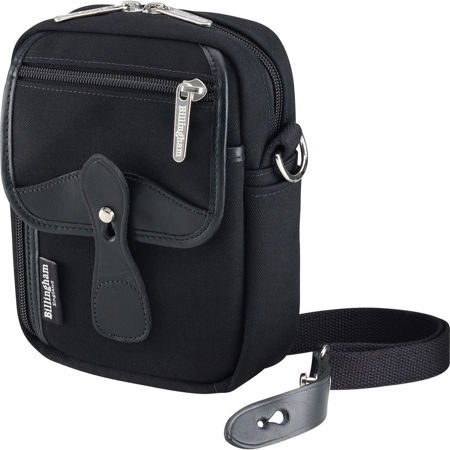 Billingham Stowaway Shoulder Bag, Black Canvas with Black Leather Trim