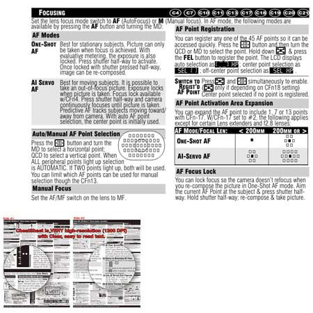 PhotoBert Photo CheatSheet for the Canon EOS 1D-Mark II-N Digital SLR Camera