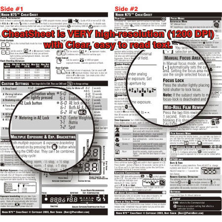 PhotoBert Photo CheatSheet for Nikon N75 SLR Camera