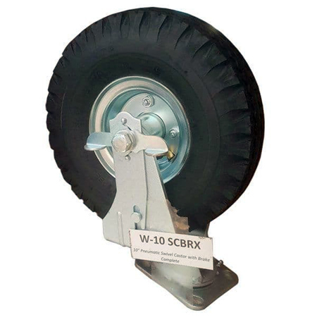 Backstage 10" Swivel Caster Pneumatic Wheel with Brake (4.10/3.50-4)