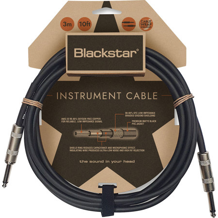 Blackstar 10' Standard 1/4" Straight to Straight Instrument Cable, Black