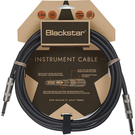 Blackstar 5' Standard 1/4" Straight to Straight Instrument Cable, Black