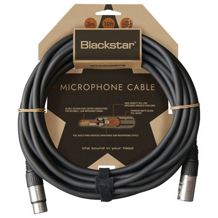 Blackstar 10' XLR Male to XLR Female Microphone Cable, Matte Black
