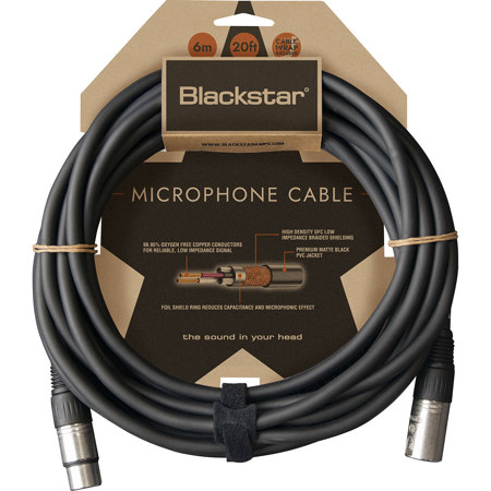 Blackstar 20' XLR Male to XLR Female Microphone Cable, Matte Black