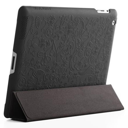 Blue Lounge iPad Shell, Floral Texture, Black