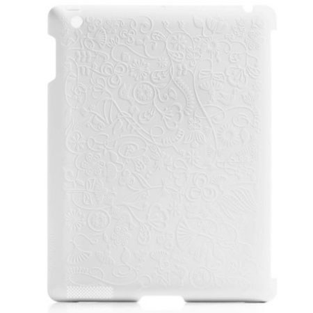 Blue Lounge iPad Shell, Floral Texture, White