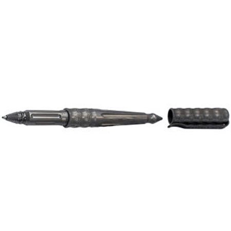 Benchmade 1100 Aluminum Pen, Damasteel Body, Etched Blue Tongue, Blue Ink