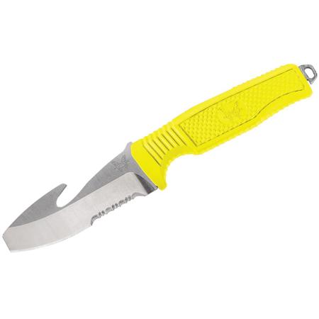Benchmade 112S H2O Fixed 3.5" Knife w/Rescue Hook, Yellow Rubber Handle, Satin