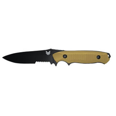 Benchmade 140 Nimravus Fixed Blade ComboEdge Serrated Knife with Sheath, Sand