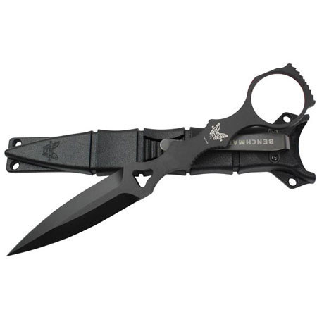 Benchmade 176 SOCP Dagger Fixed Black Blade Plain Edge Knife with Sheath