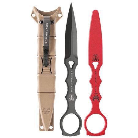 Benchmade SOCP Dagger with 3.22" Fixed Black Blade, Red Trainer and Sand Sheath