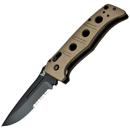 Benchmade Adamas Auto Axis Folding Knife, 3.82" Serrated Edge Drop Point Black