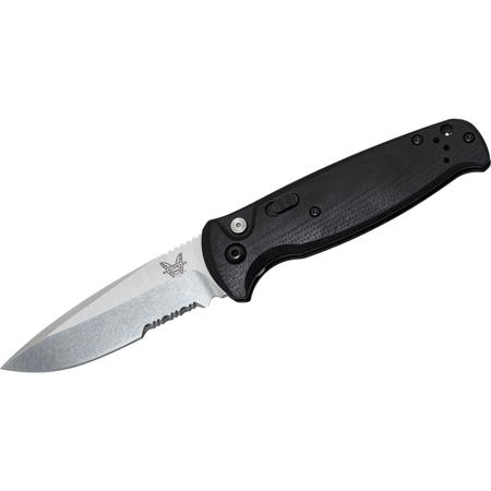 Benchmade CLA Auto Folding Knife, 3.4" Serrated Edge Drop-point Satin Blade