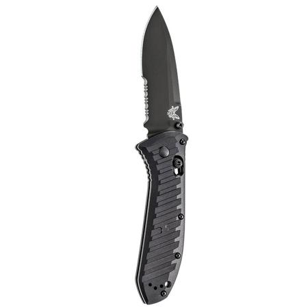 Benchmade Presidio II Folding Knife, 3.72" Black Serrated Drop-Point Blade