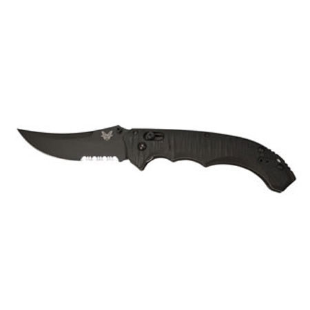 Benchmade Bedlam AXIS Folding Knife, 4.0" Black Combo Edge Scimitar Clip Blade