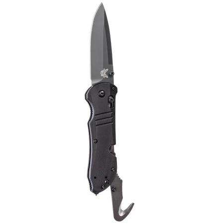 Benchmade 917 Tactical Triage Folding Knife, 3.48" Drop Point Plain Edge, Black
