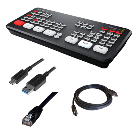 Blackmagic Design ATEM Mini Live Production Switcher Pro - With Atem mini Pro for PC, Kramer Standard HDMI (M)to HDMI (M)Cable,6', 25' Cat5e 350Mhz Snagless Patch Cable Black, StarTech 1m / 3.28' 10Gbps USB 3.1 Cable