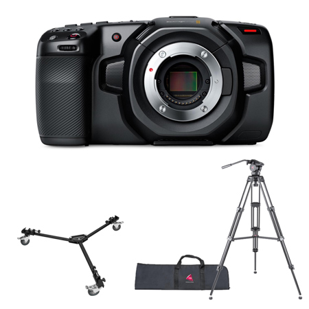 Blackmagic Design Pocket Cinema Camera 4K Bundle with 3Pod Aluminum Tripod, Universal Tripod Dolly