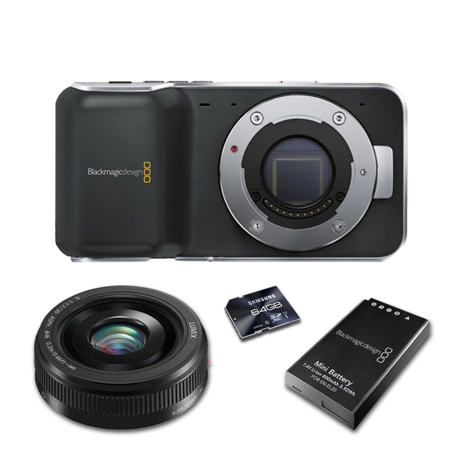 Blackmagic Design Blackmagic Pocket Design Cinema Camera MFT w/2 Batt 20mm Lens