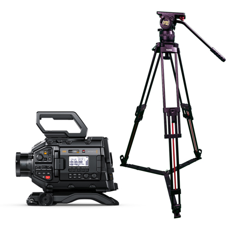 Blackmagic Design URSA Broadcast G2 Camera with Teris TS-H20CF-Q 2-Stage Carbon Fiber 100mm Flat Base Video Tripod System