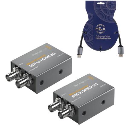 Blackmagic Design SDI to HDMI 3G Micro Converter 2-Pack, With 3' HDMI to HDMI Cable